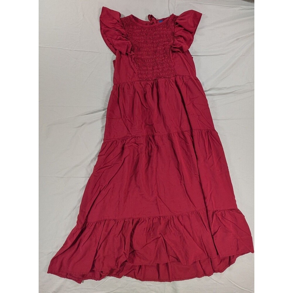 OLD NAVY Red Knit Tiered Midi Dress Short Sleeve Soft Casual Size Large